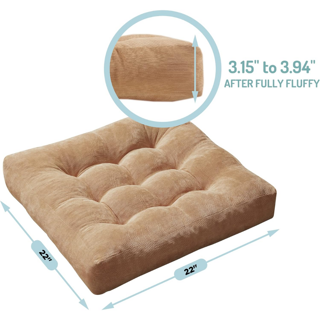 Set of Two Large Tufted Meditation Cushions for Floor Seating – Comfortable Support Pillows for Yoga, Mindfulness and Relaxation