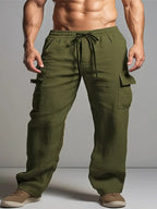 Men’s Relaxed Fit Linen-Style Trousers for Summer – Lightweight Suit Pants for Work, Events and Smart Casual Outfits