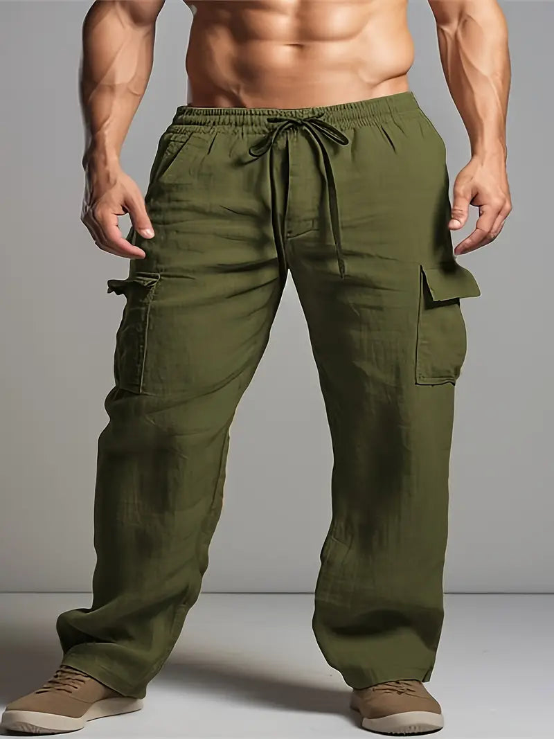 Men’s Relaxed Fit Linen-Style Trousers for Summer – Lightweight Suit Pants for Work, Events and Smart Casual Outfits