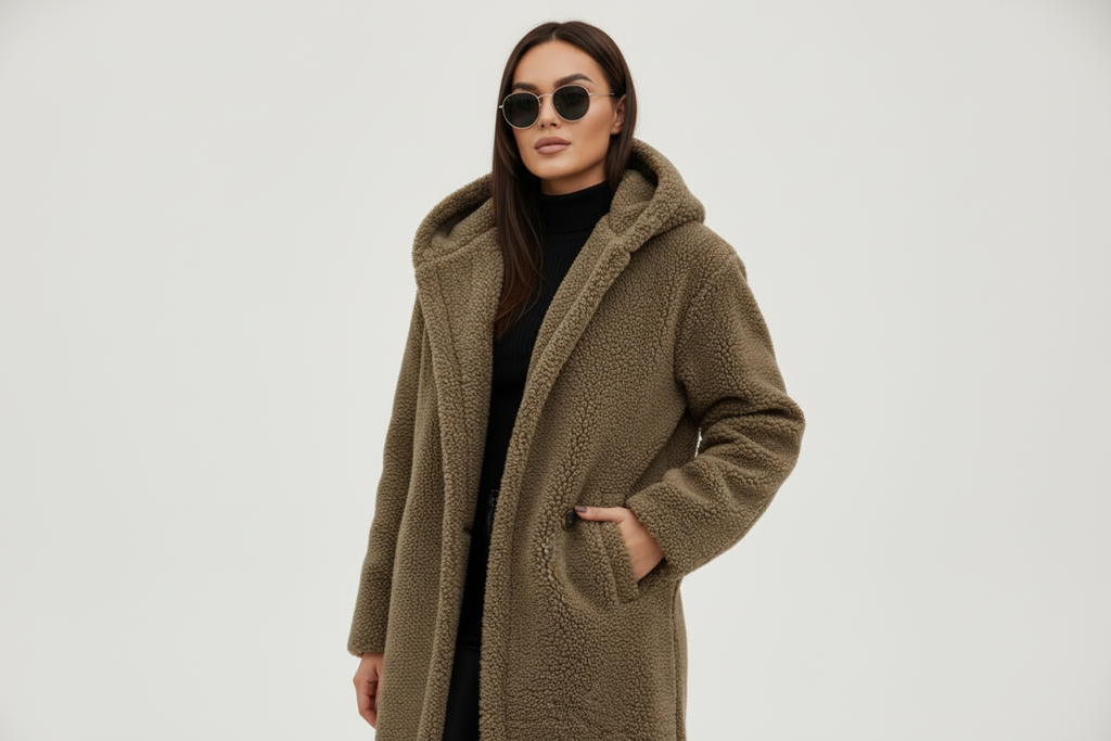 Emma Women's Cozy Long Teddy Coat with Plush Fleece Lining