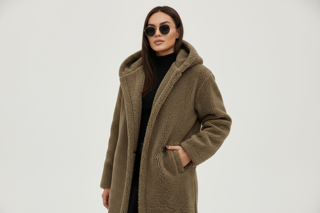Emma Women's Cozy Long Teddy Coat with Plush Fleece Lining