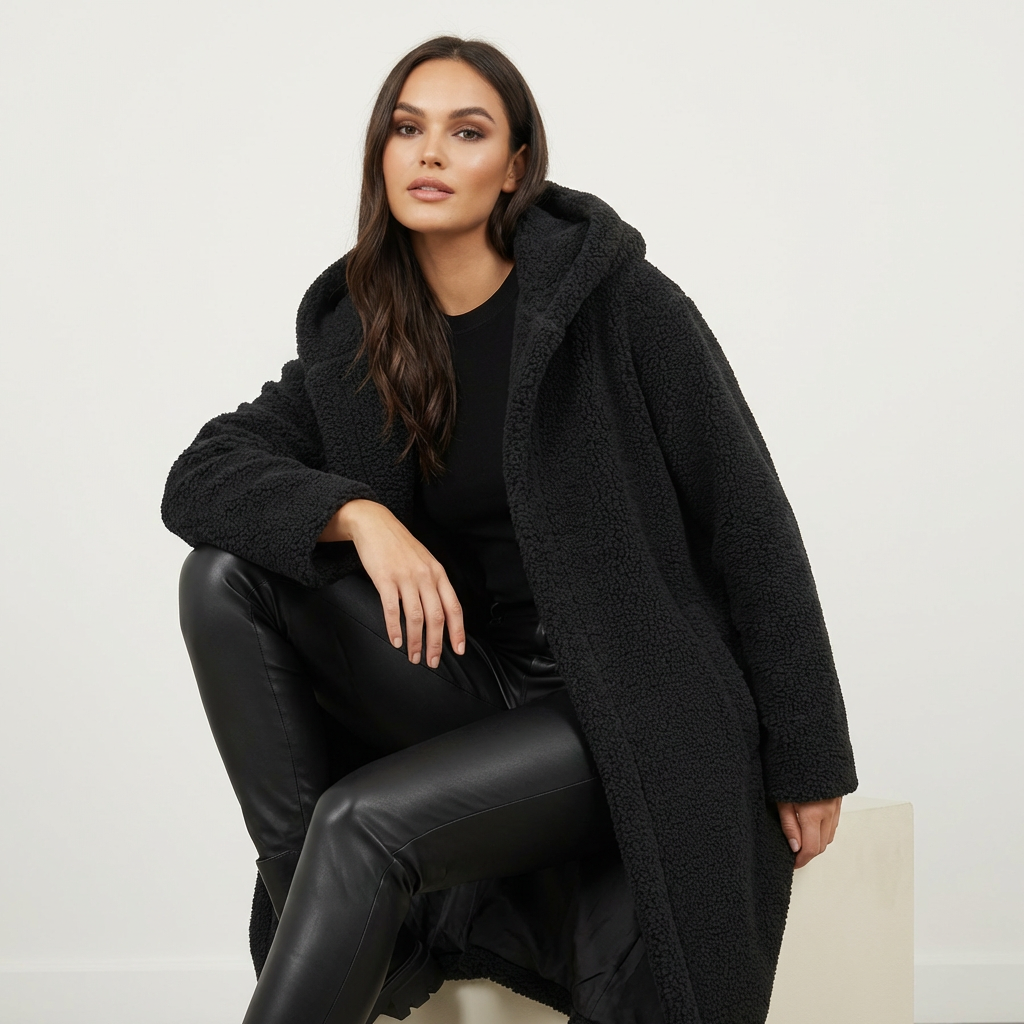 Emma Women's Cozy Long Teddy Coat with Plush Fleece Lining