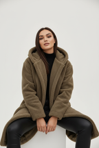 Emma Women's Cozy Long Teddy Coat with Plush Fleece Lining