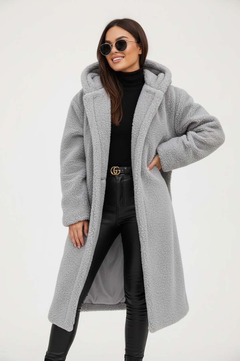 Emma Women's Cozy Long Teddy Coat with Plush Fleece Lining