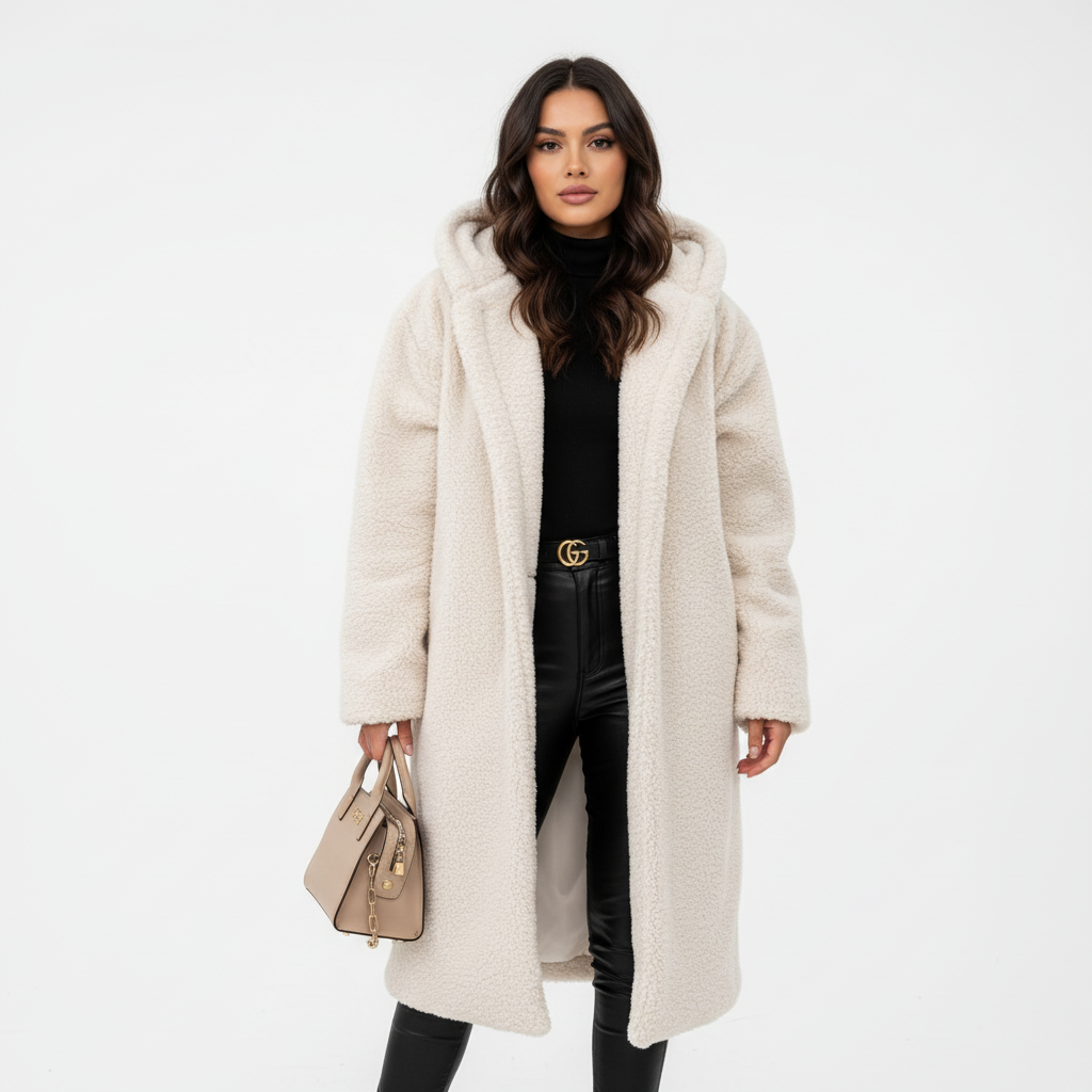 Emma Women's Cozy Long Teddy Coat with Plush Fleece Lining