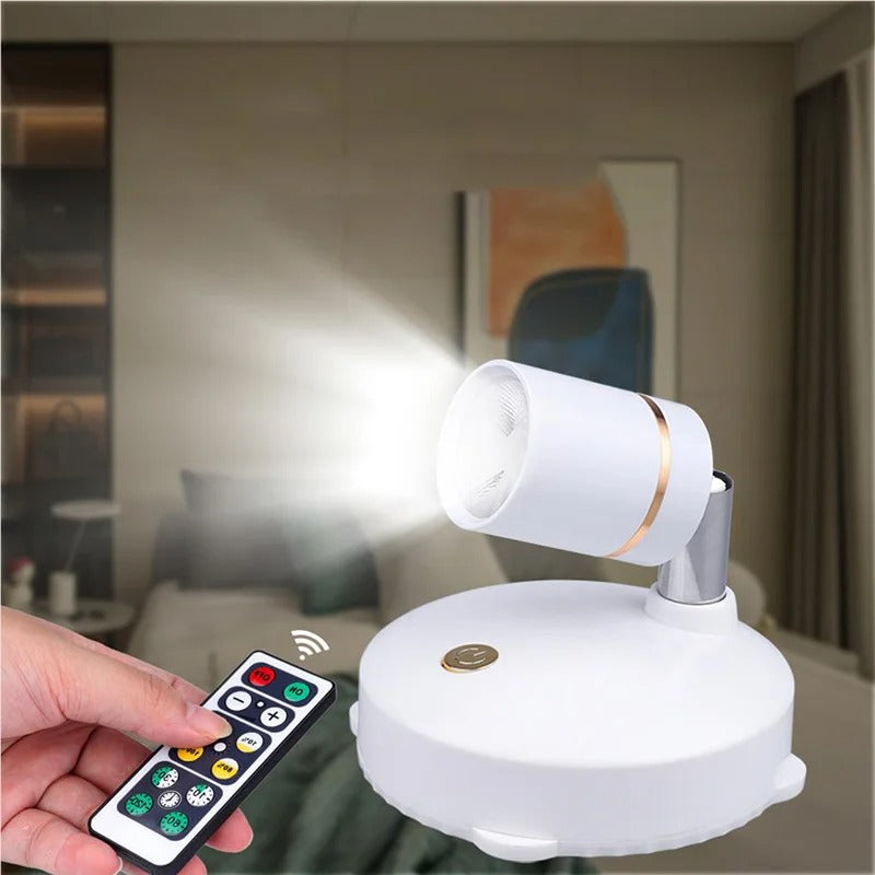 Wireless LED Spotlight with Remote Control - Dimmable Adjustable Brightness for Home and Garden