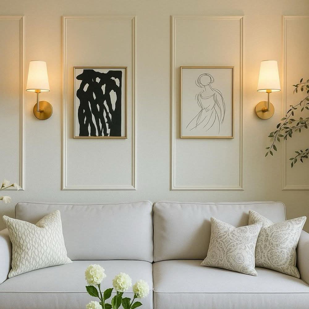 2-Pack Wireless Wall Sconce Lights with Remote Control - Dimmable Fabric Shade Lamps for Bedrooms and Hallways