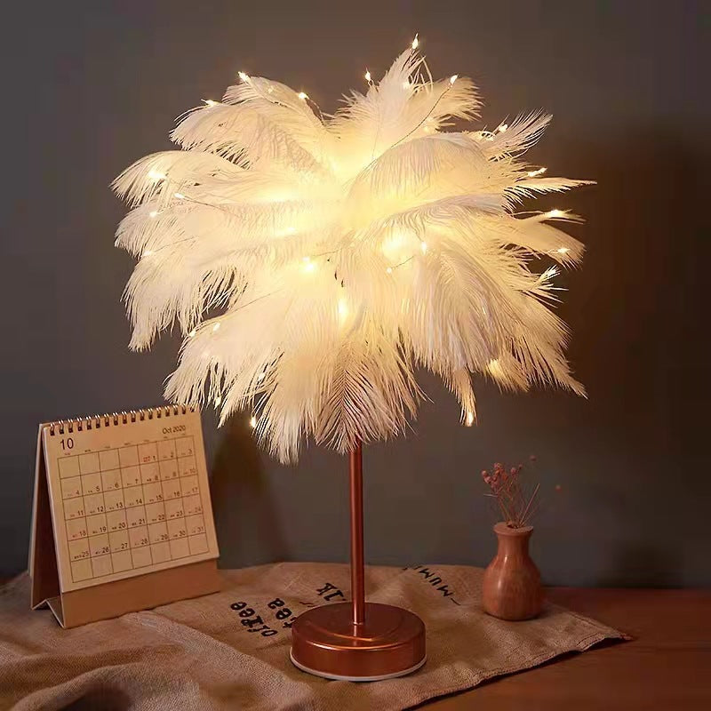 Soft Feather-Inspired Night Light for Bedroom and Living Room – Elegant Decorative Ambient Lamp with Stylish Base