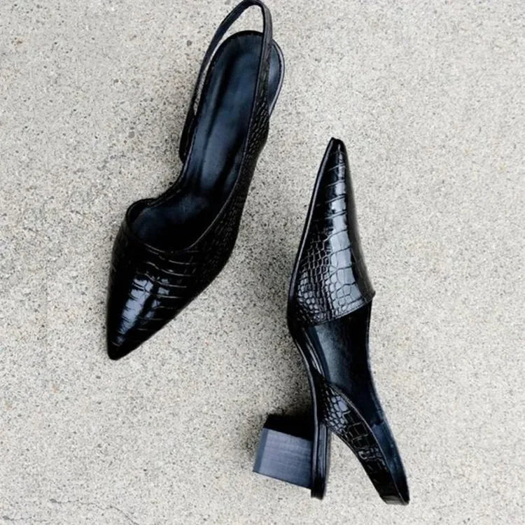 Elena Croix. – Supportive Croco-Texture Heels for All-Day Comfort