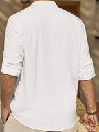 Men’s Linen-Style Shirt for Summer Outfits – Lightweight Button-Up Shirt for Holidays and Everyday Wear