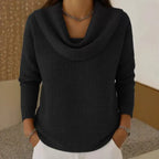 Karen – Cozy Waffle Knit Sweater Featuring a Stylish Cowl Neck