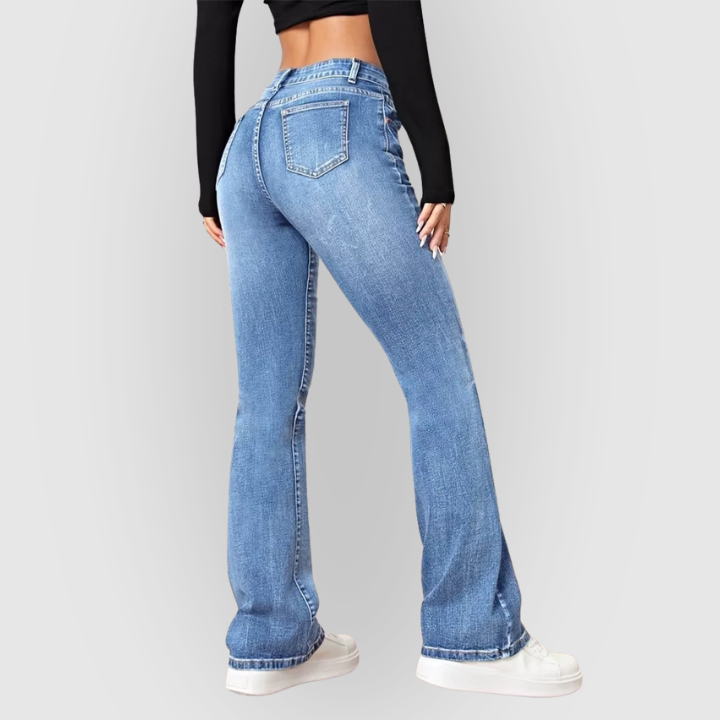 Low-Rise Flare Jeans for Women – Light Denim Pants with Stylish Fit for Casual Wear and Everyday Outfits