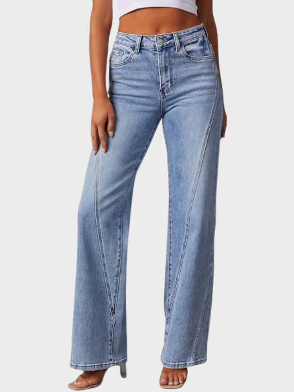 Light Blue Wide Leg Jeans for Women – Contemporary Fit Denim Pants for Casual Wear and Everyday Style