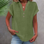 Short-Sleeve V-Neck Blouse for Women – Relaxed Fit Summer Top for Casual Wear and Everyday Outfits