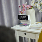 3-in-1 Bedside Lamp with Wireless Charging – Dimmable Touch Control & Integrated Alarm Display