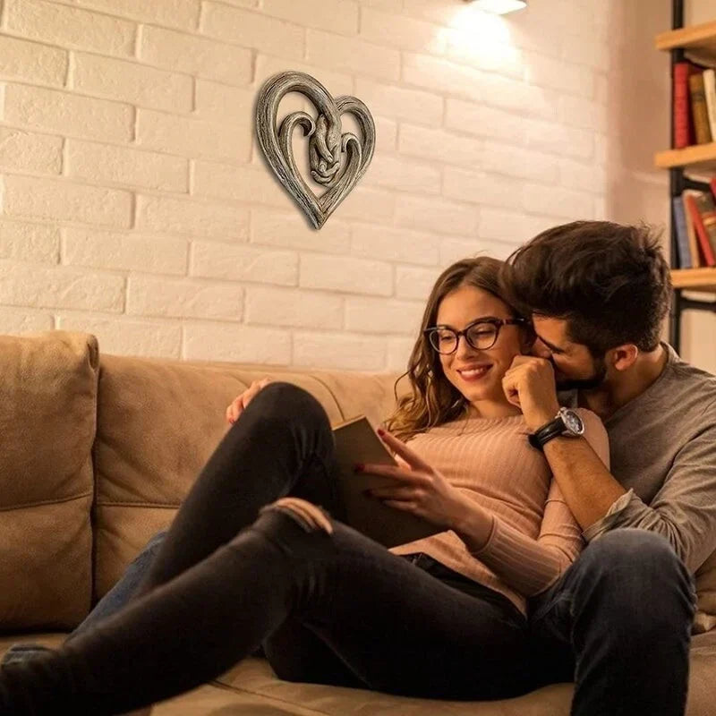 Heart-Shaped Wooden Wall Art for Living Room & Bedroom – Rustic Decorative Wall Hanging – Warm Home Decor Accent