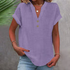 Short-Sleeve V-Neck Blouse for Women – Relaxed Fit Summer Top for Casual Wear and Everyday Outfits