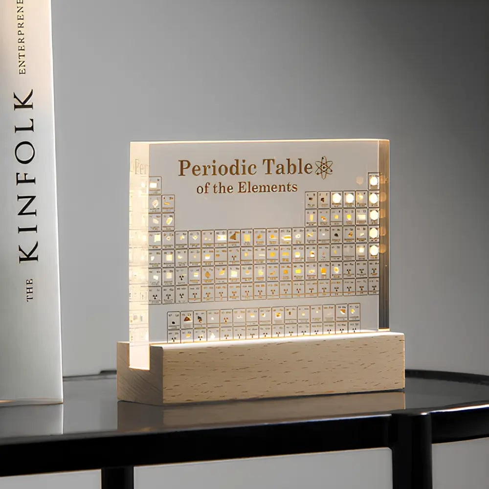 Acrylic Periodic Table Desk Display Illuminated Transparent Block Real Elements LED - Image 2
