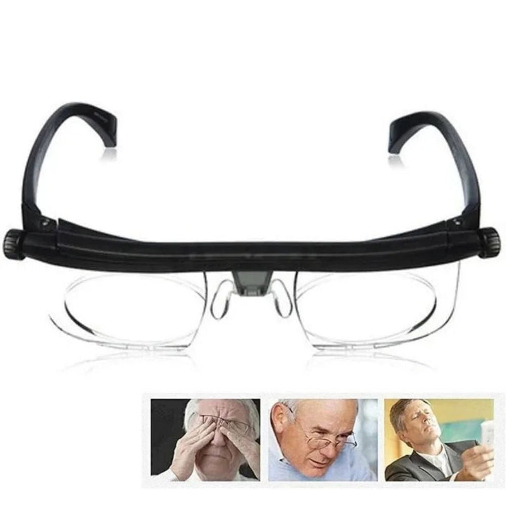 Adjustable Focus Reading Glasses with Dual Lens Dial and Plastic Frame - Image 1