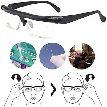 Adjustable Focus Reading Glasses with Dual Lens Dial and Plastic Frame - Image 2