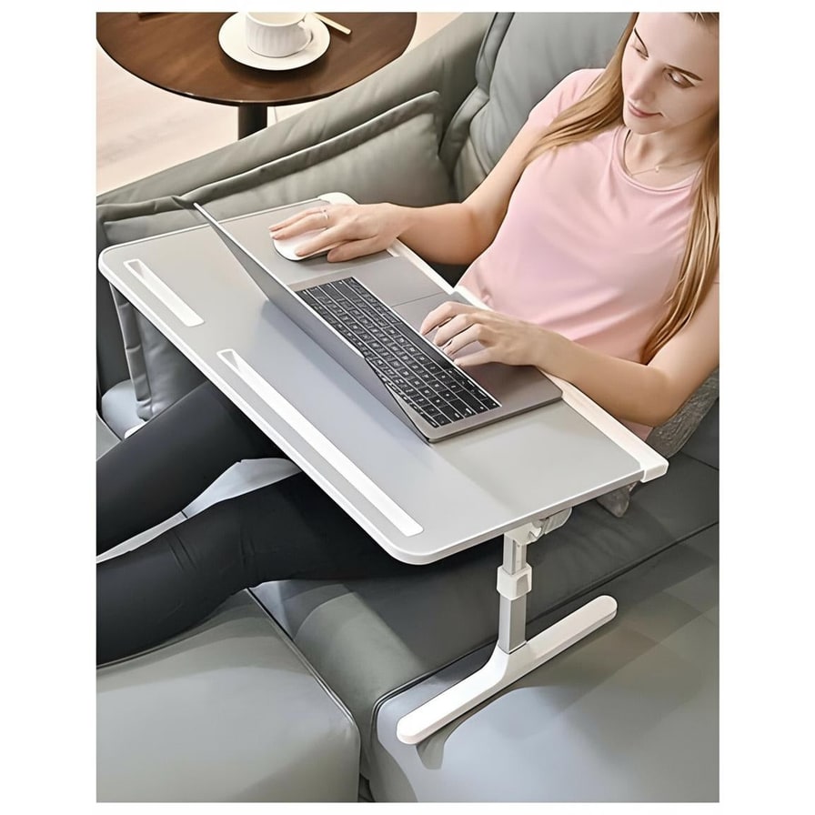 Adjustable Laptop Desk for Bed with Storage Drawer and Tilting Tray Table Computer - Image 4