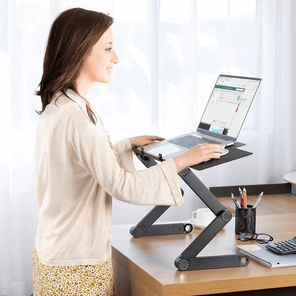 Adjustable Portable Ergo Laptop Stand with Detachable Mouse Tray Folding Design for Bed and Couch - Image 1