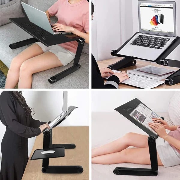 Adjustable Portable Ergo Laptop Stand with Detachable Mouse Tray Folding Design for Bed and Couch - Image 2