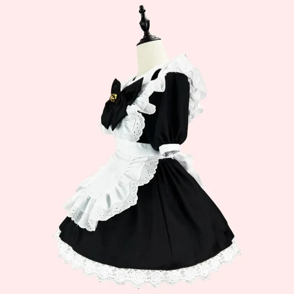 Adult Gothic Maid Cosplay Costume with Ruffled Apron and Collar - Image 3