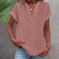 Short-Sleeve V-Neck Blouse for Women – Relaxed Fit Summer Top for Casual Wear and Everyday Outfits