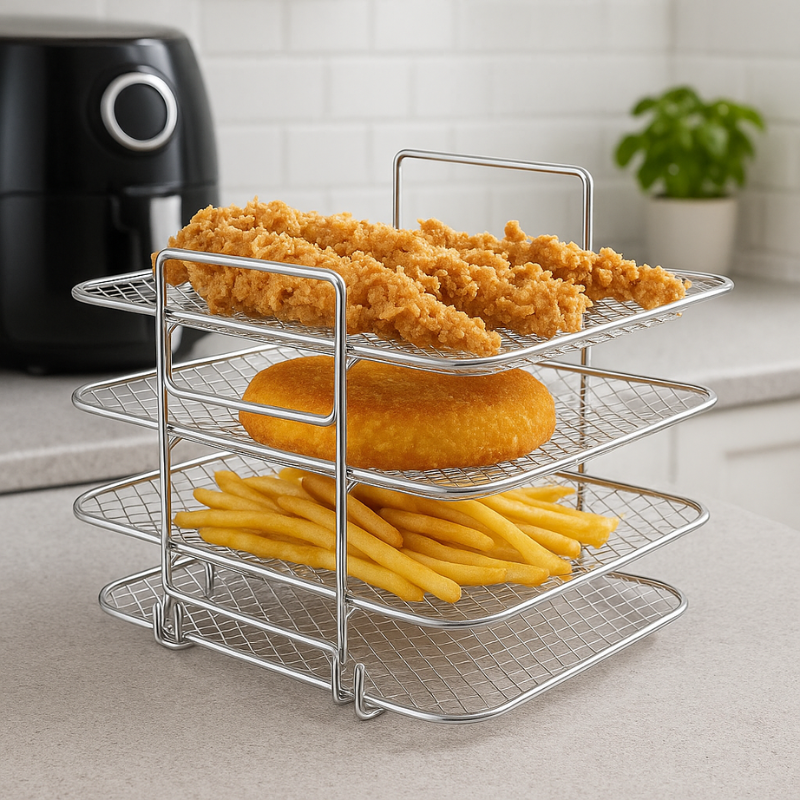 Air Fryer Accessories 3-Tier Stainless Steel Rack with Removable Mesh Shelves - Image 1
