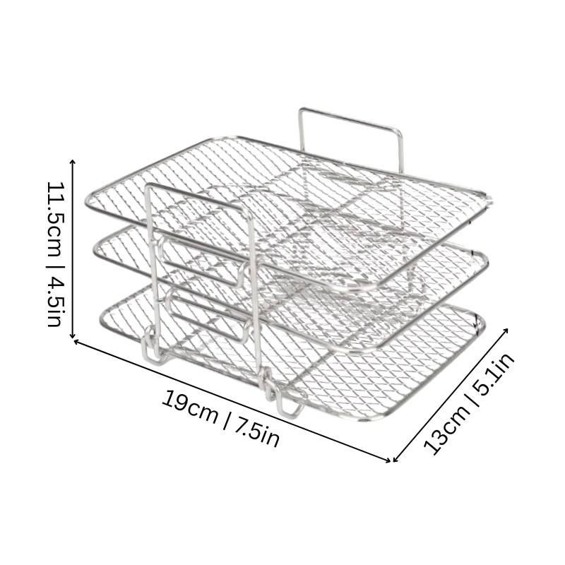 Air Fryer Accessories 3-Tier Stainless Steel Rack with Removable Mesh Shelves - Image 2