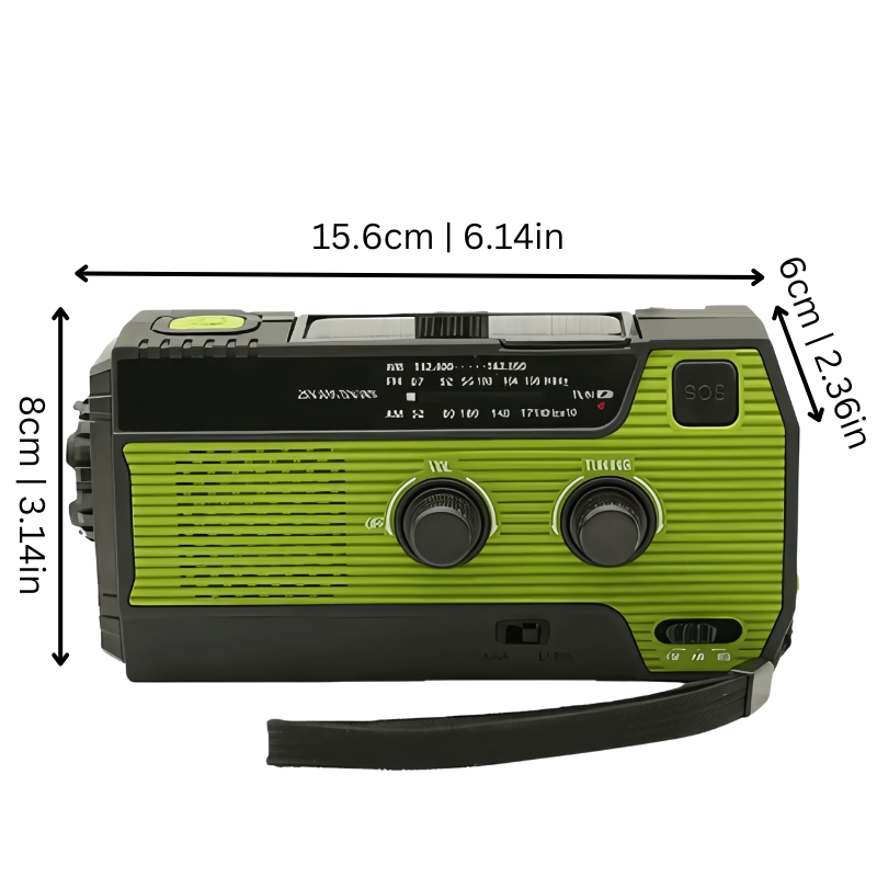 Am Fm Portable Emergency Radio with Hand Crank Solar Panel and LED Flashlight - Image 2