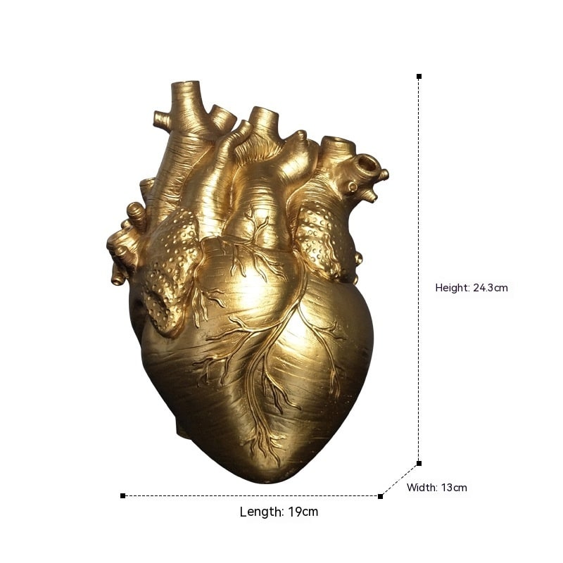 Anatomical Heart Shaped Flower Vase with Textured Vein Details and Bud Decoration Cut Glass - Image 10