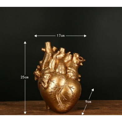 Anatomical Heart Shaped Flower Vase with Textured Vein Details and Bud Decoration Cut Glass - Image 12