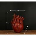 Anatomical Heart Shaped Flower Vase with Textured Vein Details and Bud Decoration Cut Glass - Image 14