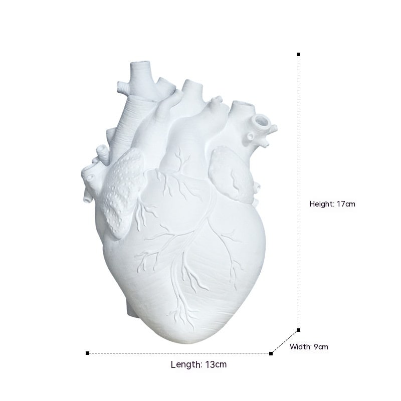 Anatomical Heart Shaped Flower Vase with Textured Vein Details and Bud Decoration Cut Glass - Image 15