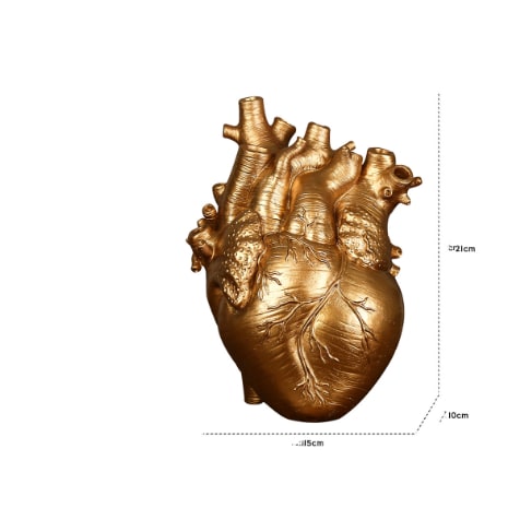 Anatomical Heart Shaped Flower Vase with Textured Vein Details and Bud Decoration Cut Glass - Image 18