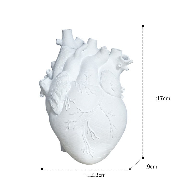 Anatomical Heart Shaped Flower Vase with Textured Vein Details and Bud Decoration Cut Glass - Image 20