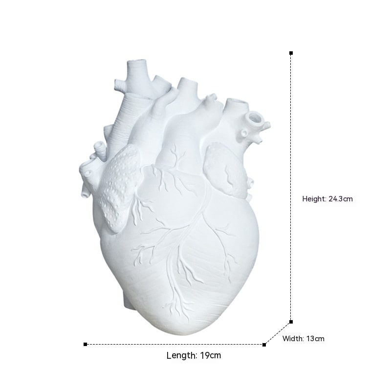 Anatomical Heart Shaped Flower Vase with Textured Vein Details and Bud Decoration Cut Glass - Image 21