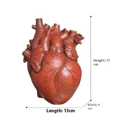 Anatomical Heart Shaped Flower Vase with Textured Vein Details and Bud Decoration Cut Glass - Image 3
