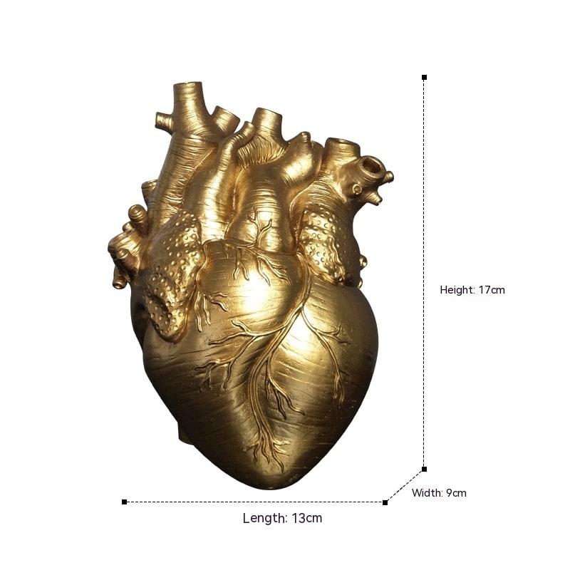 Anatomical Heart Shaped Flower Vase with Textured Vein Details and Bud Decoration Cut Glass - Image 4