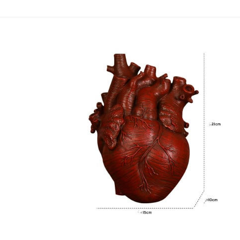 Anatomical Heart Shaped Flower Vase with Textured Vein Details and Bud Decoration Cut Glass - Image 8