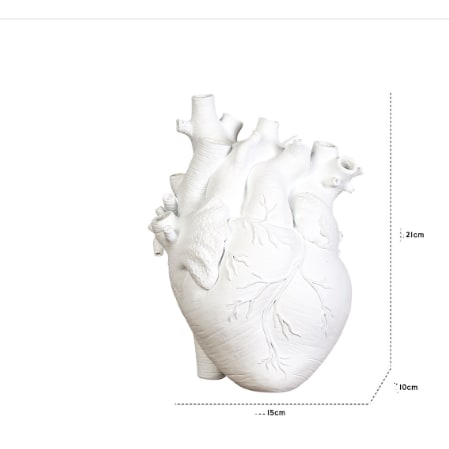 Anatomical Heart Shaped Flower Vase with Textured Vein Details and Bud Decoration Cut Glass - Image 9