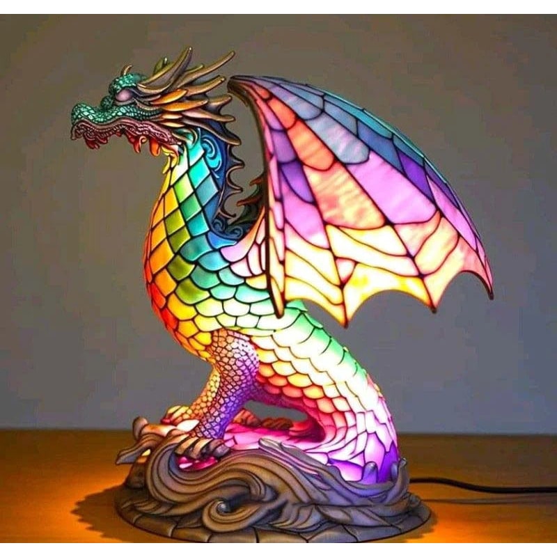Animal Stained Glass Lamp Decorative Table Mosaic Colorful Multicolored Ambient Glow - Image 10