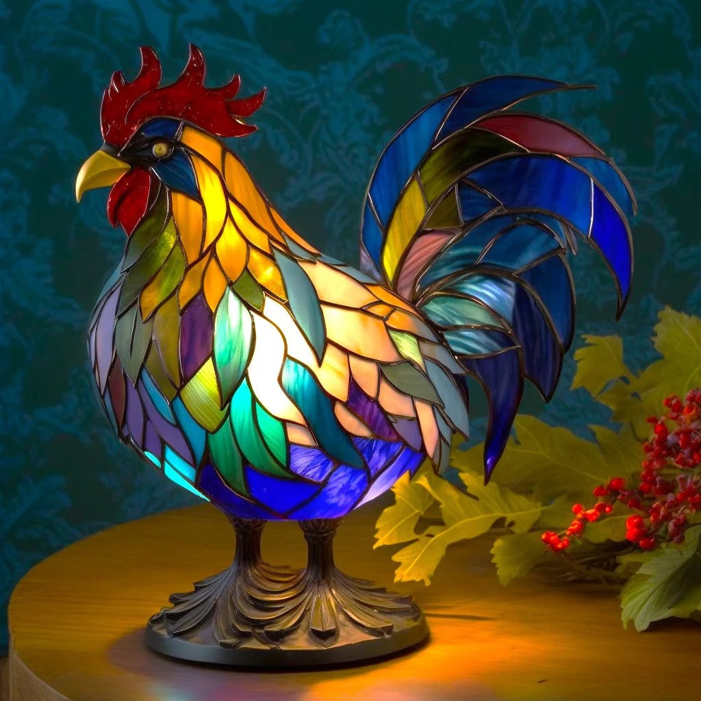 Animal Stained Glass Lamp Decorative Table Mosaic Colorful Multicolored Ambient Glow - Image 13