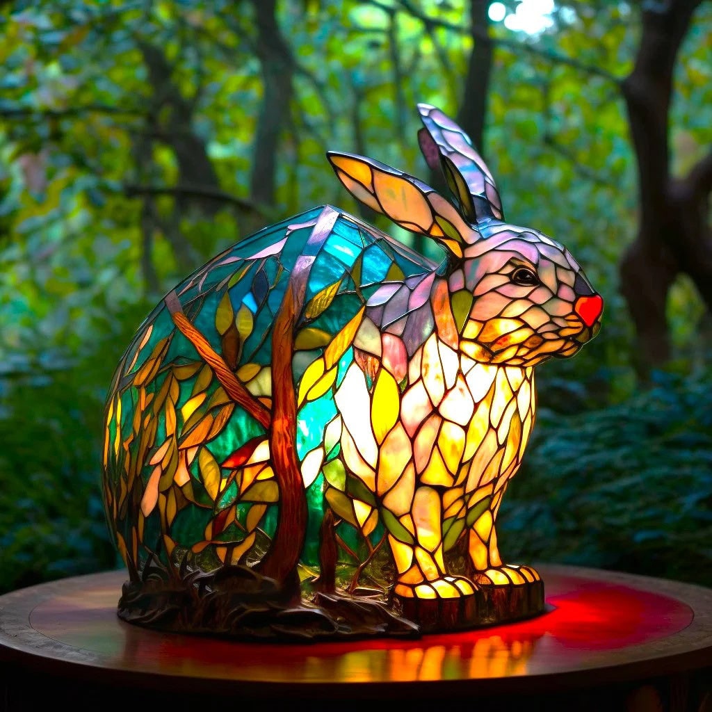 Animal Stained Glass Lamp Decorative Table Mosaic Colorful Multicolored Ambient Glow - Image 15