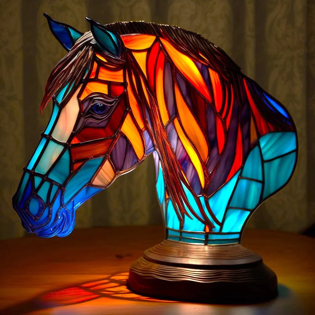 Animal Stained Glass Lamp Decorative Table Mosaic Colorful Multicolored Ambient Glow - Image 4