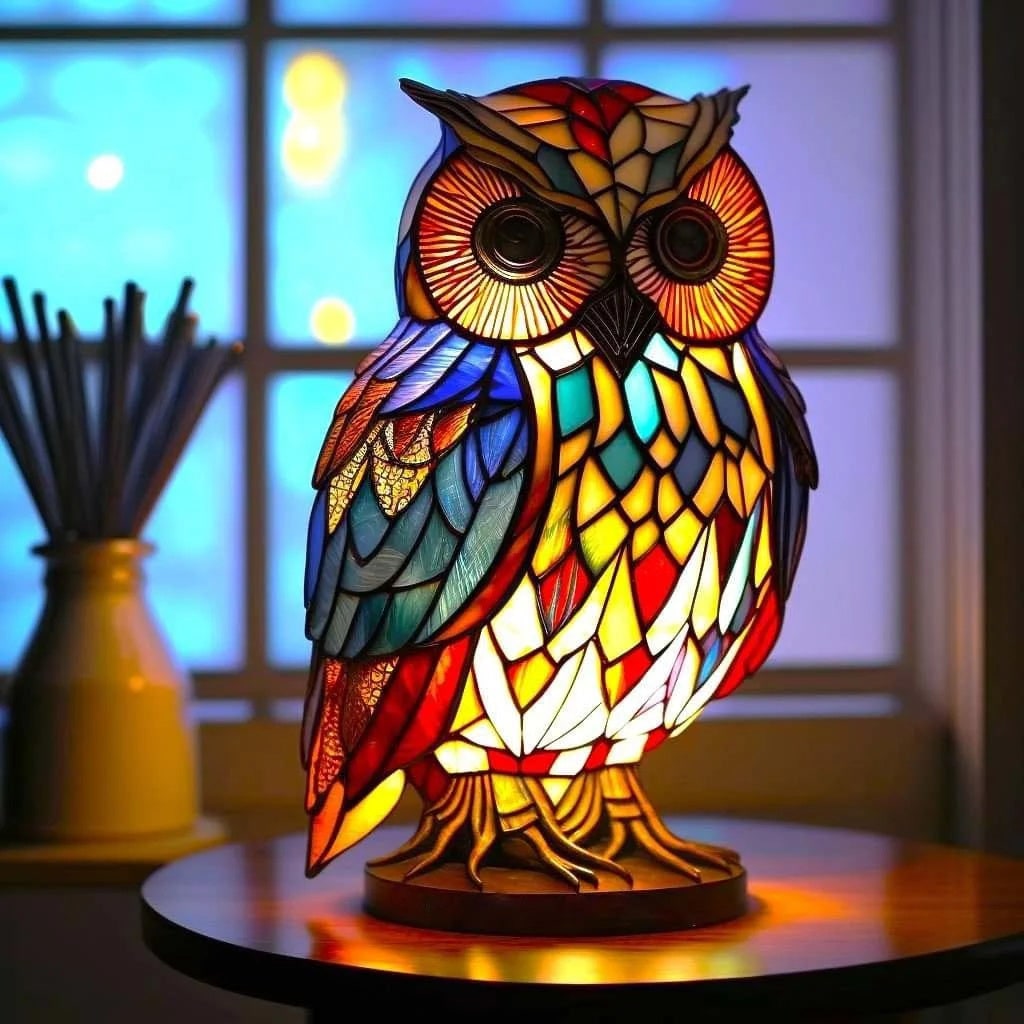Animal Stained Glass Lamp Decorative Table Mosaic Colorful Multicolored Ambient Glow - Image 5