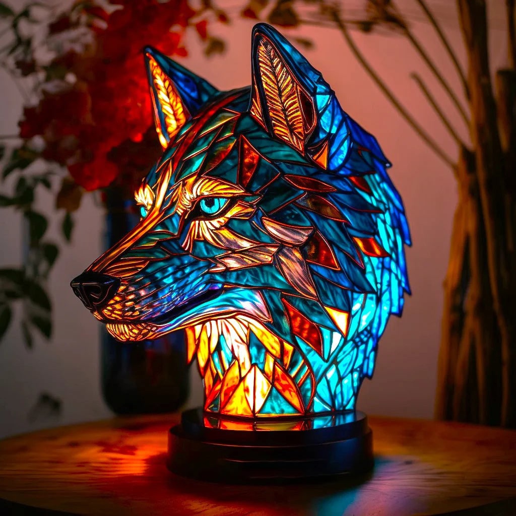 Animal Stained Glass Lamp Decorative Table Mosaic Colorful Multicolored Ambient Glow - Image 6