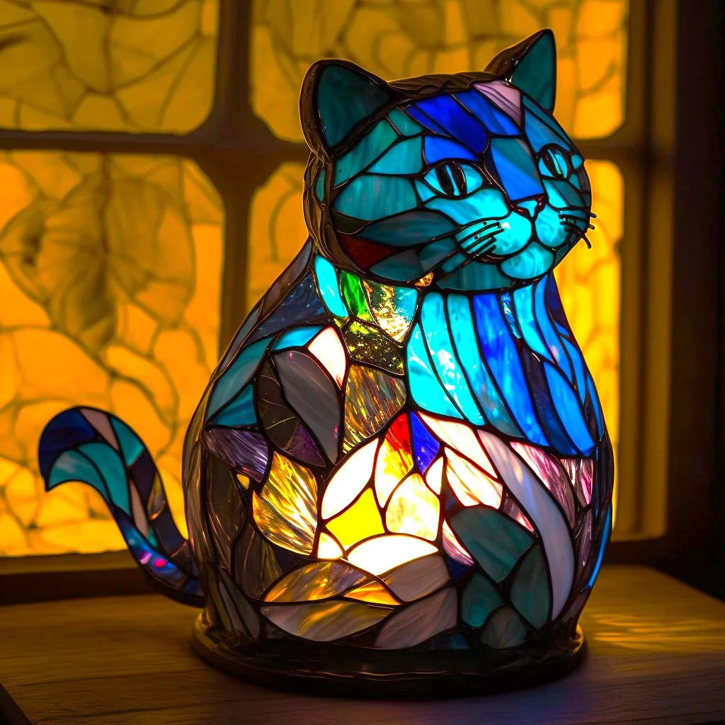 Animal Stained Glass Lamp Decorative Table Mosaic Colorful Multicolored Ambient Glow - Image 7